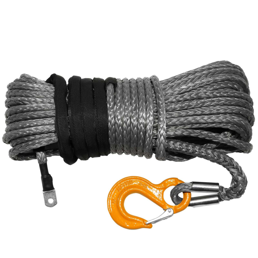 Winchmax Premium Quality Synthetic Winch Rope 30M X 12Mm, Screw Fix. Competition Hook.