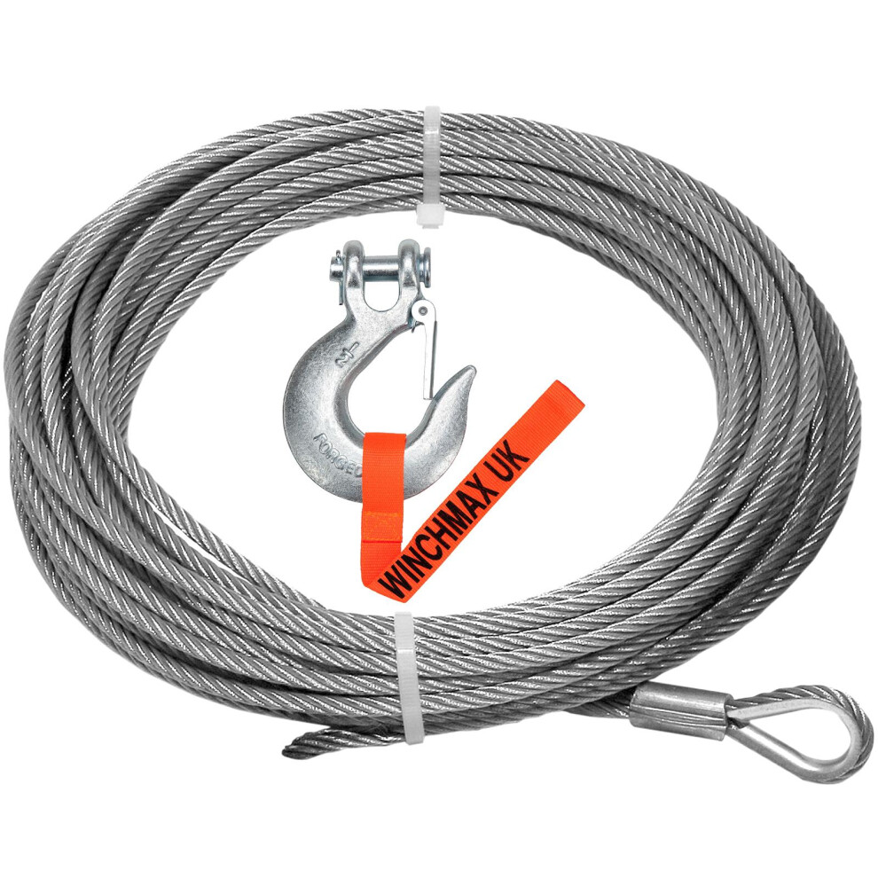 WINCHMAX Wire Rope 26m x 12mm, Hole Fix. 1/2 Inch Clevis Hook. For winches up to 17,500lb.