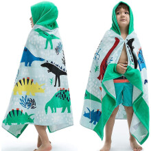 (dinosaur) Kids Hooded Towel, Beach Bath Poncho Towels, Soft Swimming Bathrobe