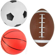 MantraRaj Soft Inflated MINI Sports Balls Pack of 3 Football Rugby Balls Football and Basketball Indoor Outdoor Soft Toys