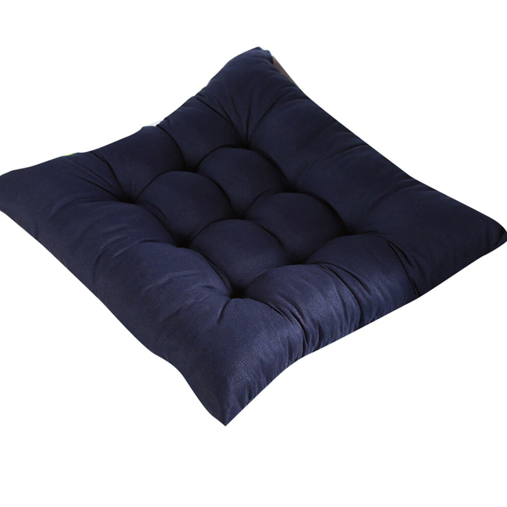 (Dark Blue) Square Chair Cushion Non-slip Comfortable Warm Seat Floor Cushion Pillow For Home Office