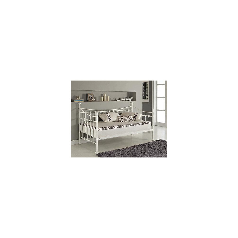 Daybed With Trundle white 3ft single bed and 1 mattress pull out metal guest room bedroom living room