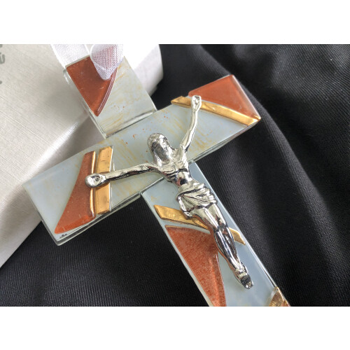 Murano Art Deco Hanging Glass Cross