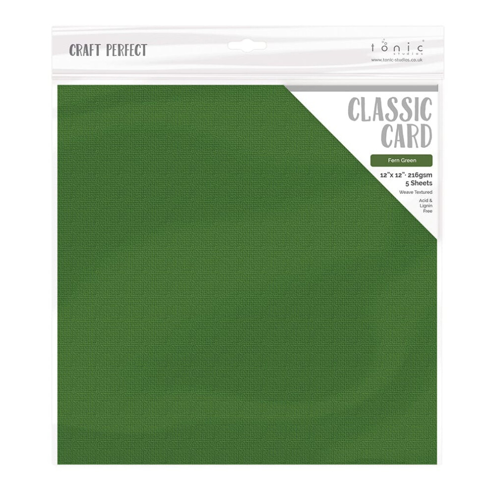 Craft-Perfect Craft Perfect - Classic Card - Fern - Weave Textured - 12" X 12" (5/Pk) - 9158E Green