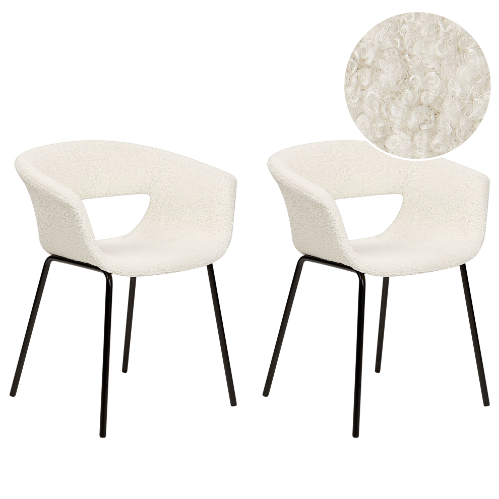 Set of 2 Dining Chairs ELMA Boucle Off-White