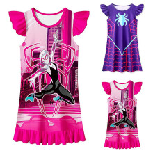 (A, 5-6Years) 4-9 Years Kids Girls Dress Spiderwoman Gwen Stacy Dresses Casual Dress Sleepwear Nightdress Gifts