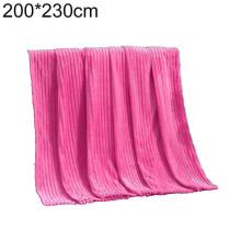 (200x230cm, Rose Red) Winter Soft Striped Warm Bed Throw Blanket Bedspread Sofa Bedroom Decoration_a_hf