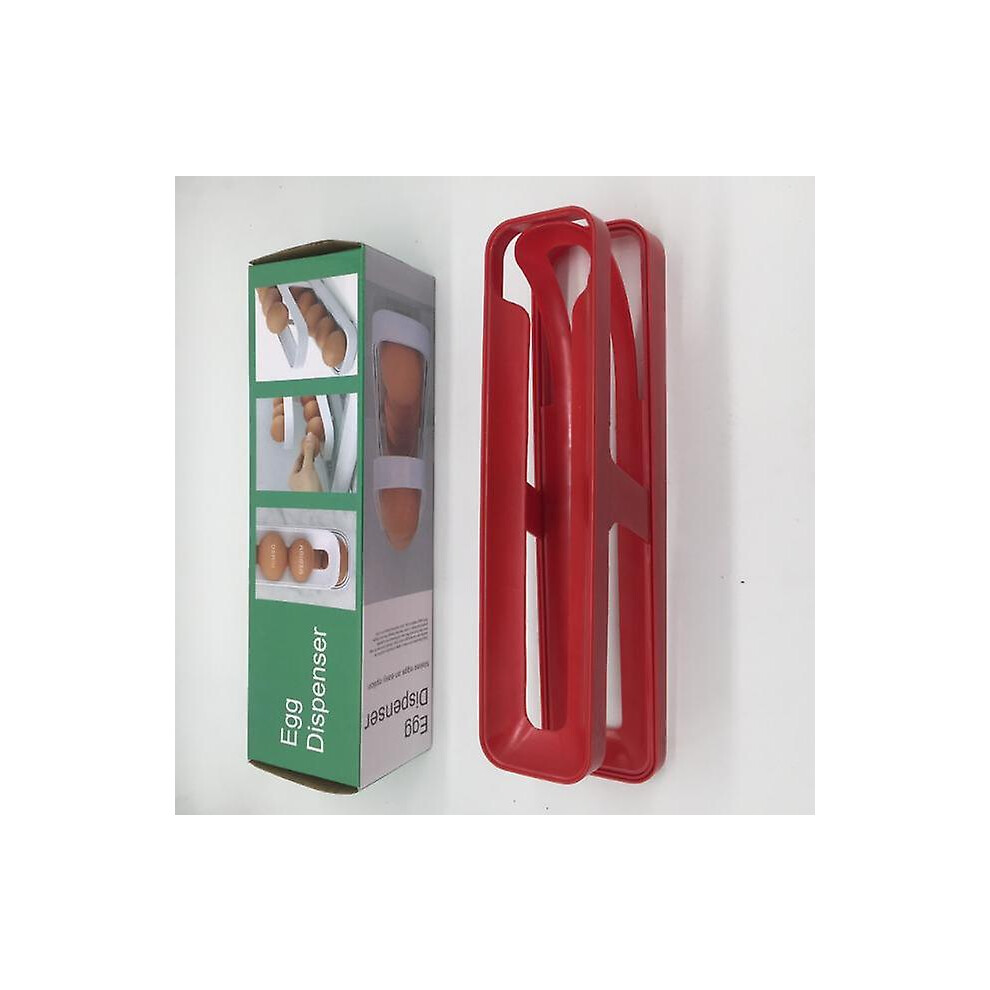 (Egg Dispenser-R) Automatic Scrolling Egg Rack Holder Storage Box Egg Basket Container Organizer Rolldown Refrigerator Egg Dispenser For Kitchen