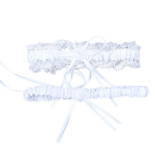 (White) 2pcs Wedding Garter For Bride Prom Lace Garters Bridal Leg Stretchy Garter Set