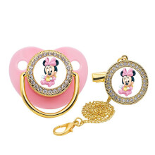 (Pink) Mickey Baby Pacifiers Beautiful Soft Silicone Durable Assorted Colors Collection Pacifiers For Kids Newborn