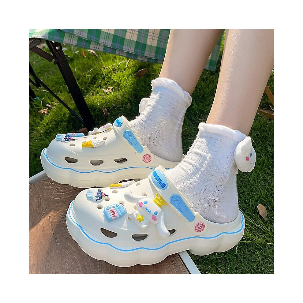 (Sanrio Hellokitty Cinnamoroll Kuromi Slippers Kawaii Anime Home Slippers Soft Thick Bottom Nonslip Garden Breathable Bea) Sanrio Hellokitty Cinnamoro