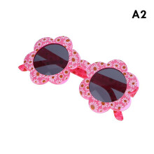 (Pink Flower-Gray) Kids Flower Round Glasses Baby Colorful Sunglasses Boys Girls Eyewear