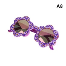 (Purple-Pink) Kids Flower Round Glasses Baby Colorful Sunglasses Boys Girls Eyewear