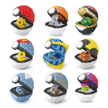(19) Pokemon Building Blocks Poke Ball Pikachu Bricks Anime Mini Action Figures Heads Assembly Educational Kids Toys Birthday Gift