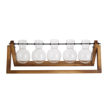 Wooden Plant Propagation Station with 5 Bulbs Vase