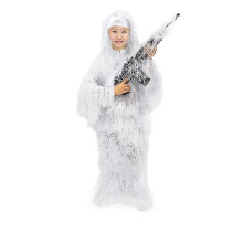 (White, 150) Children's Size Ghillie Suit Camo Woodland Camouflage Forest Hunting Game 5-piece Bag