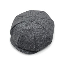 (Light Grey) Men Flat Hat Newsboy Caps Tweed Cabbie Peaky Blinders Baker Boy Hat