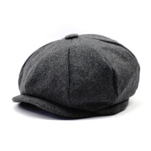 (Deep Grey) Men Flat Hat Newsboy Caps Tweed Cabbie Peaky Blinders Baker Boy Hat