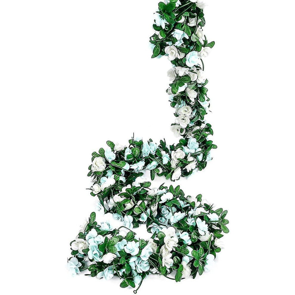 (WHITE) Flower Garland Fake Rose Vine Artificial Flower Hanging Rose Ivy Home Hotel