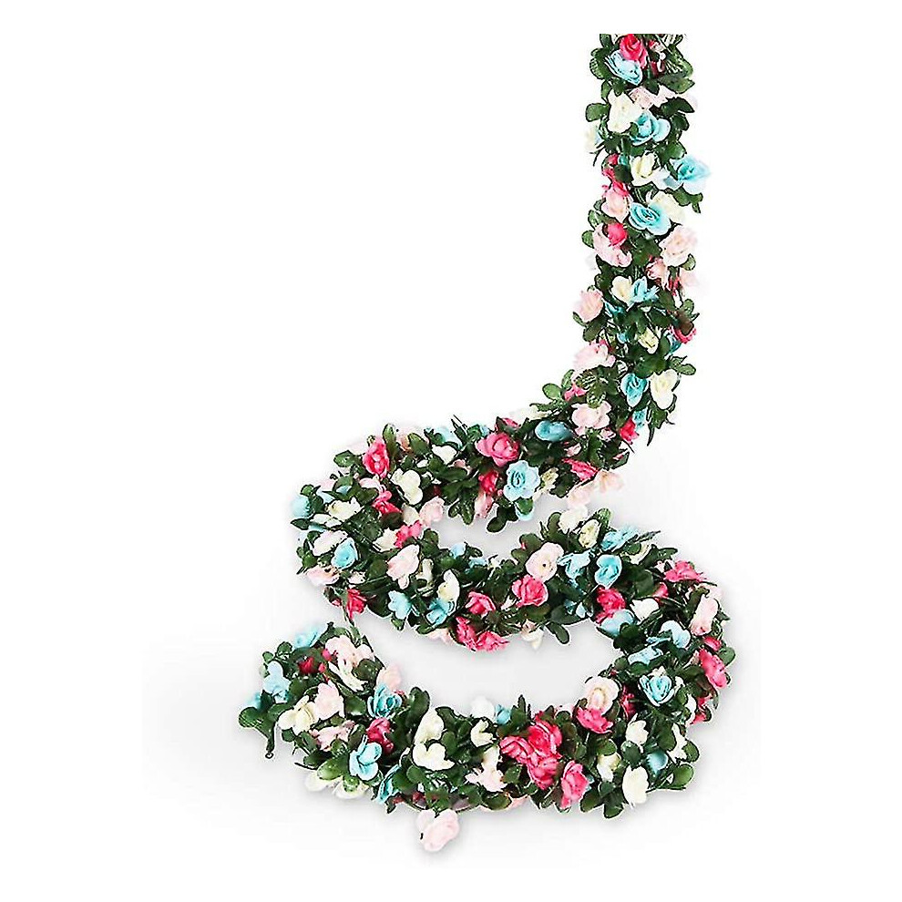 (BLUE) Flower Garland Fake Rose Vine Artificial Flower Hanging Rose Ivy Home Hotel