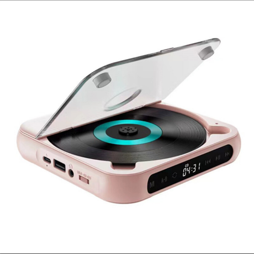 (Pink) Portable Bluetooth CD Player 丨Stereo Music Player