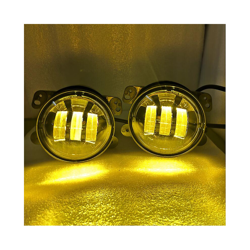 (Yellow Lights) 4 Inch Led Fog Passing Lights For Jeep Wrangler Jk Grand Cherokee Dodge Charger Journey Accessories Front Bumper Fog Lamps