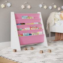 (Pink) Kids MDF & Fabric Display Bookshelf Organiser