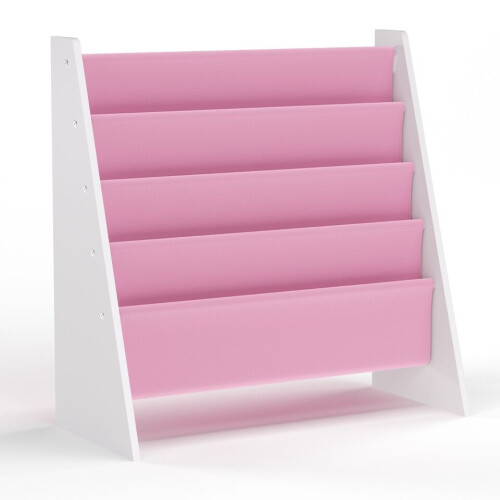 URBN Living (Pink) Kids MDF & Fabric Display Bookshelf Organiser 2