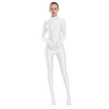 (White, XL(height175-180cm)) Aoylisey Adult Black Spandex Full Body Zentai Footed Jumpsuit Unisex Bodysuit Women Handed Unitard Skin Tight Halloween Costume Z