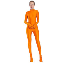 (Orange, XS(height150-160cm)) Aoylisey Adult Black Spandex Full Body Zentai Footed Jumpsuit Unisex Bodysuit Women Handed Unitard Skin Tight Halloween Costume Z