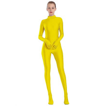(Yellow, L(height170-175cm)) Aoylisey Adult Black Spandex Full Body Zentai Footed Jumpsuit Unisex Bodysuit Women Handed Unitard Skin Tight Halloween Costume Z