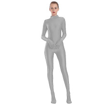 (Gray, XL(height175-180cm)) Aoylisey Adult Black Spandex Full Body Zentai Footed Jumpsuit Unisex Bodysuit Women Handed Unitard Skin Tight Halloween Costume Z