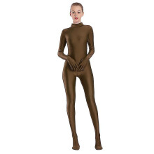 (brown, XL(height175-180cm)) Aoylisey Adult Black Spandex Full Body Zentai Footed Jumpsuit Unisex Bodysuit Women Handed Unitard Skin Tight Halloween Costume Z