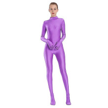 (Lavender, XS(height150-160cm)) Aoylisey Adult Black Spandex Full Body Zentai Footed Jumpsuit Unisex Bodysuit Women Handed Unitard Skin Tight Halloween Costume Z