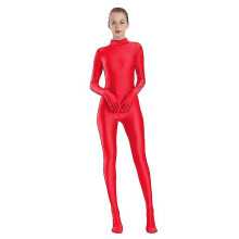 (Red, XL(height175-180cm)) Aoylisey Adult Black Spandex Full Body Zentai Footed Jumpsuit Unisex Bodysuit Women Handed Unitard Skin Tight Halloween Costume Z