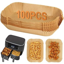 BYKITCHEN 100pcs Liners Ninja Dual Air Fryer Accessories Disposable Parchment Paper Liner Compatible Ninja Salter Tower Other Dual Zone Air Fryer