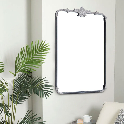 Living And Home Vintage-Inspired Rectangle Carved Wall Mirror