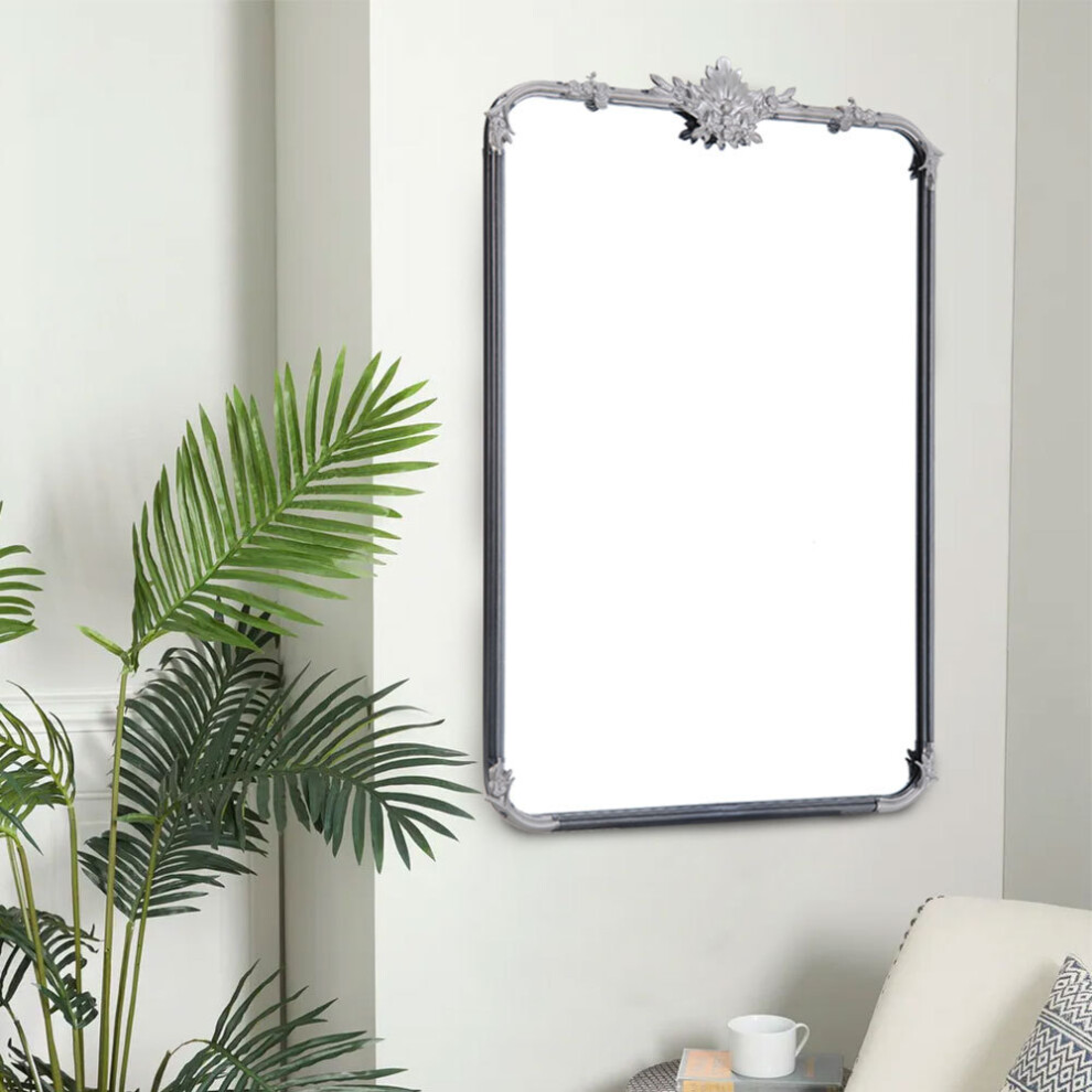 Vintage-Inspired Rectangle Carved Wall Mirror