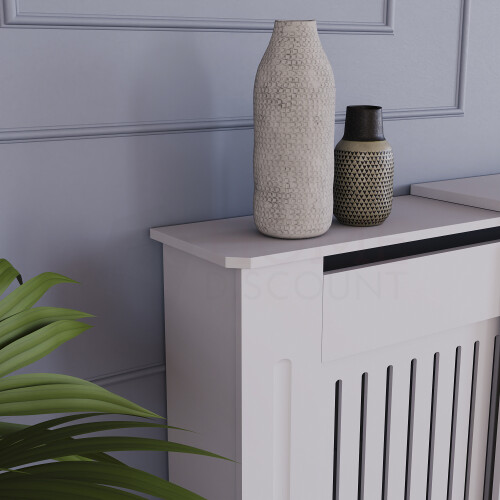 Vida Designs (Adjustable) Chelsea Radiator Heater Cover Slatted White 2