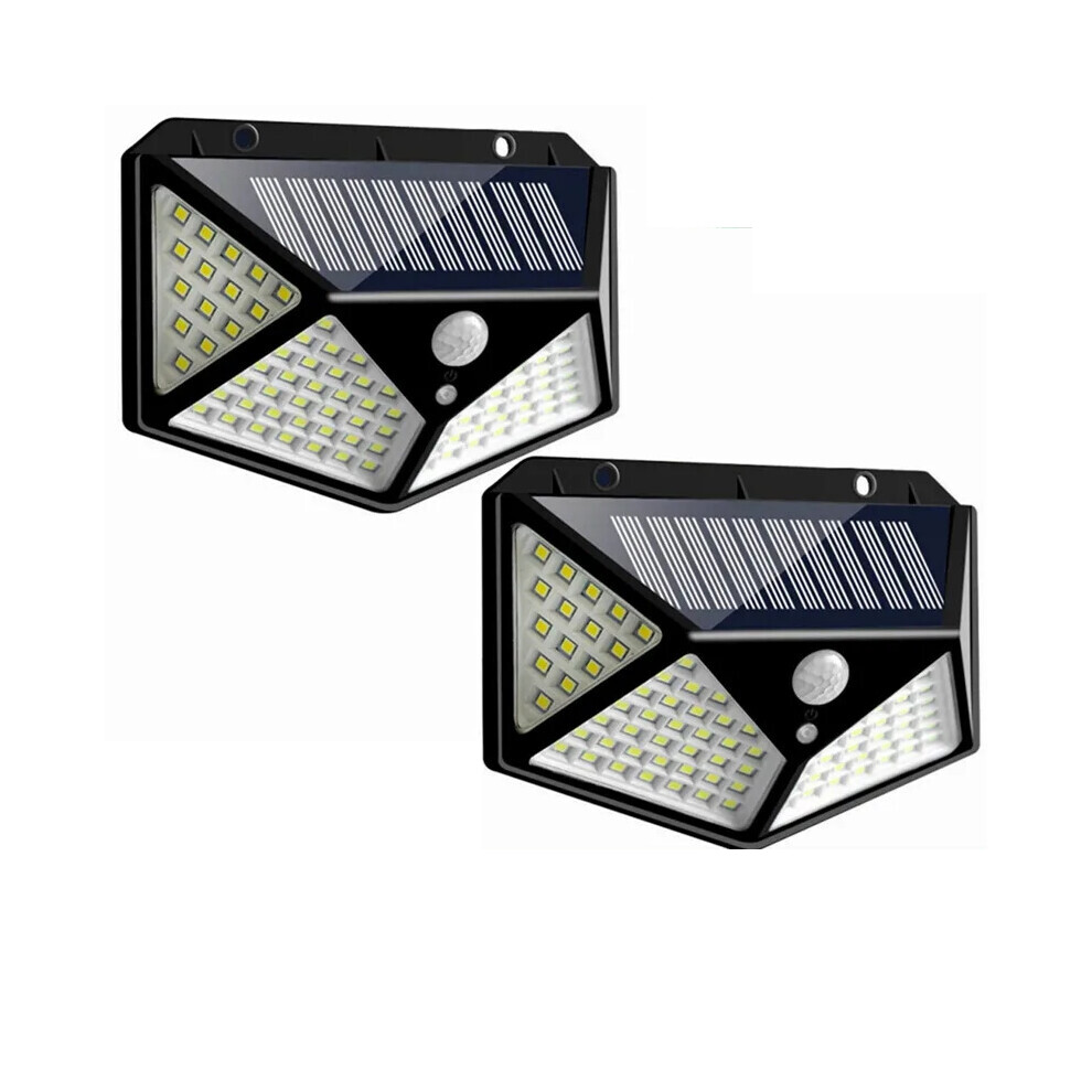 (100 LED 2PCS) Solar Power PIR Motion Sensor Wall Lights 100LED Outdoor Garden Security Lamp