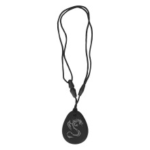 (Grey) 2pcs Silicone Sensory Chew Necklace Chewy Chewable Teethers Necklace For Kids Chewing Teething Black Background Dragon