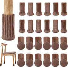(Brown) 24pcs Chair Socks High Elastic Furniture Socks Pads Non-slip Chair