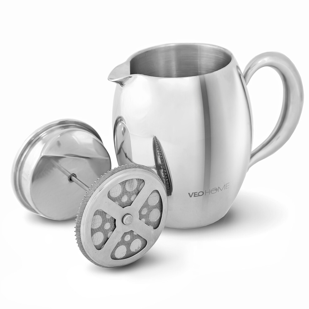 Cafetiere French Press Coffee Maker by VeoHome - Unbreakable and keeps coffee hot for a long time thanks to its double wall (0.75 Liter)