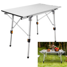 Folding Camping Table for Trestle Picnic Party Catering 3ft Heavy Duty Lightweight Height Adjustable with Bag