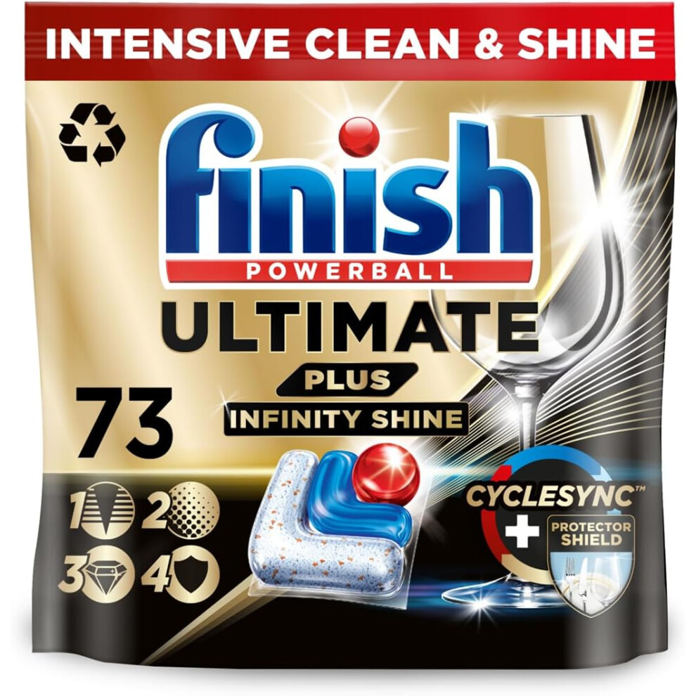 Finish Ultimate Plus Infinity Shine Dishwasher Tablets bulk |Scent Fresh 73 Dishwasher Tabs For Unbeatable Clean & Diamond Shine