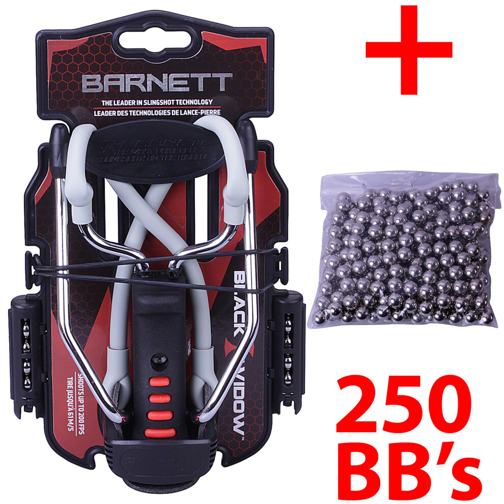 Barnett BLACK WIDOW Powerful Slingshot Catapult + 250 x 6.35mm BB's