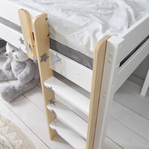 Noa and Nani Una Midsleeper Cabin Bed in Classic White – Solid Pine, Ladder & Under-Bed Den/Storage 2