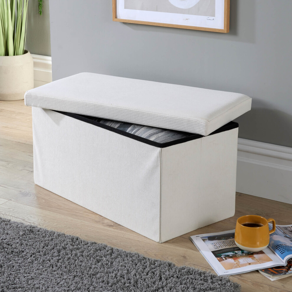 Rectangular Corduroy Folding Storage Ottoman