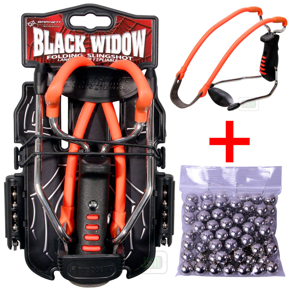 RED Barnett BLACK WIDOW Powerful Hunting Slingshot Catapult + 200 x .38 BB Ammo