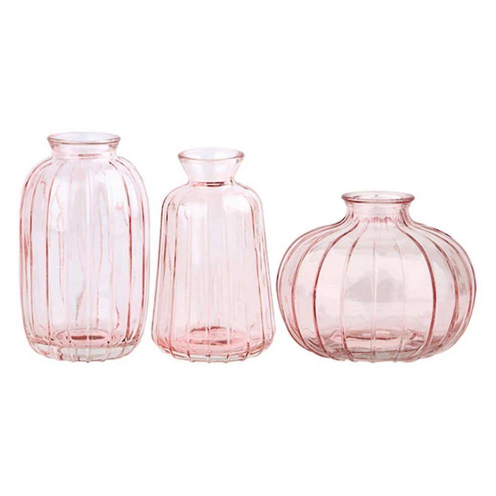 (Pink) 3pcs/set Modernvintage Cutedecorative Small Mini Flowers Vases Short Minimalist Aesthetic Home Decor-image-OPC-PDXHFWD-NEW